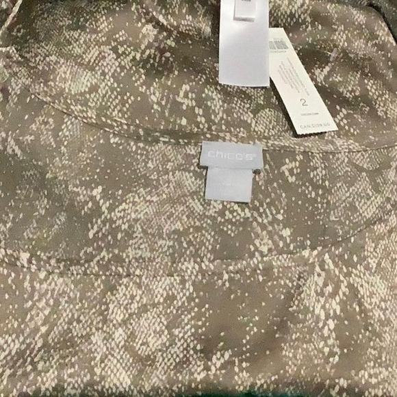 Chico's chiffon snake‎ skin print V neck 2 in 1 tunic - Picture 8 of 8